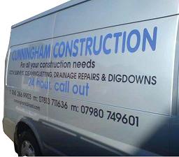 Cunningham Construction van with logo